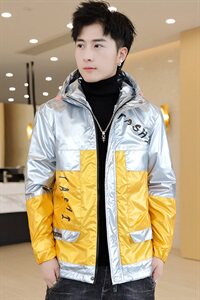 冬季亮上拼羽棉服男模特加厚夹克保暖外套工装棉衣黄871加绒图片