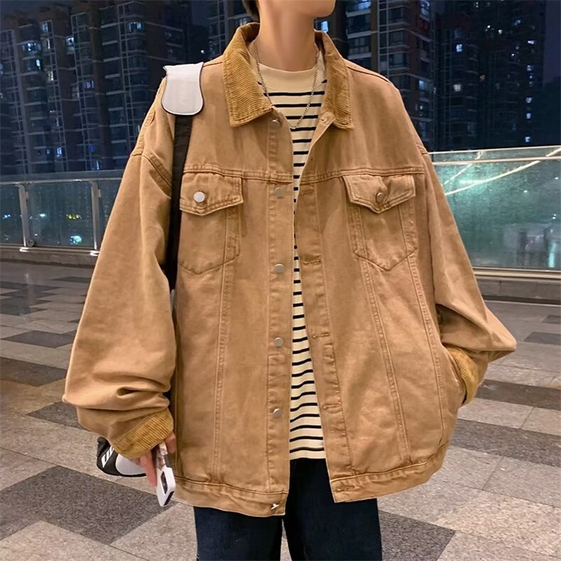 美式复古牛仔外套男女春秋季潮牌水洗做旧牛仔工装夹克JK8681-P68图片