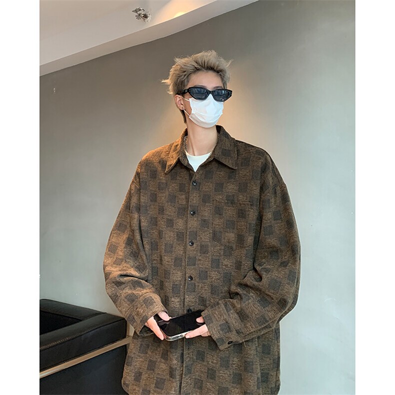 现货CS7135-P48控68高品质棋盘格美式高街提花衬衫,男装衬衫,电商D232
