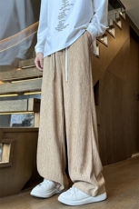 夏秋衔接树皮皱纹理感休闲裤直筒拖地运动裤K842特P35控58，女装休闲裤，电商A309