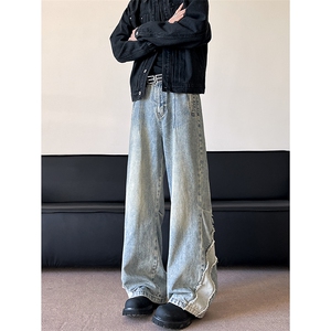美式复古辣妹高街阔腿牛仔裤宽松垂感直筒拖地裤潮N81-P60图片