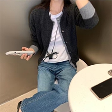 2025年秋季新款假两间针织开衫简约风，女装针织衫/毛衣，旭驰羊绒