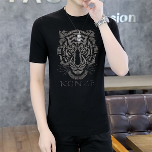 夏季薄款男士圆领短袖t恤时尚休闲2023新款打底衫修身上衣服体恤图片