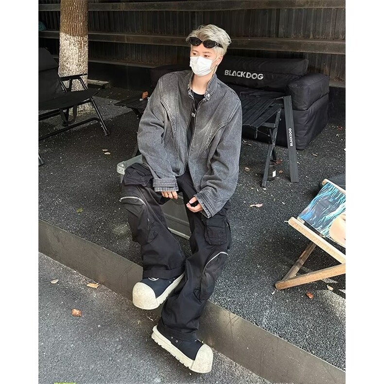 水洗复古牛仔夹克cleanfit简约拼接解构立领外套JN2017-P78,男装夹克,星座1001-1
