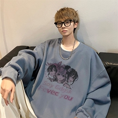 内景春季新款圆领卫衣男潮日系动漫宽松打底衫WY00230/P35加绒P45，男装卫衣，电商B316