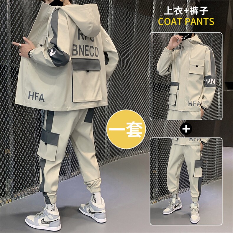 主推秋季男士套装休闲运动服帅气搭配一套工装夹克外套 D05图片