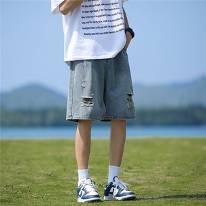 破洞牛仔短裤夏季薄款欧美高街ins裤子显瘦高腰五分裤 NS239图片