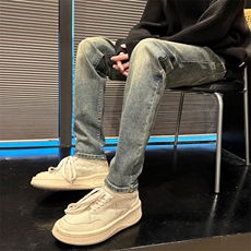美式高街牛仔裤修身直筒小脚裤潮牌休闲裤610A-1-K3705-P65，男装牛仔裤，星座610A-1