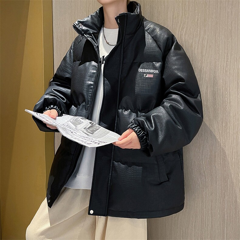 冬季鳄鱼皮潮流立领宽松休闲情侣外套港风学生棉服MY330-P125,男装棉衣,四季星座505