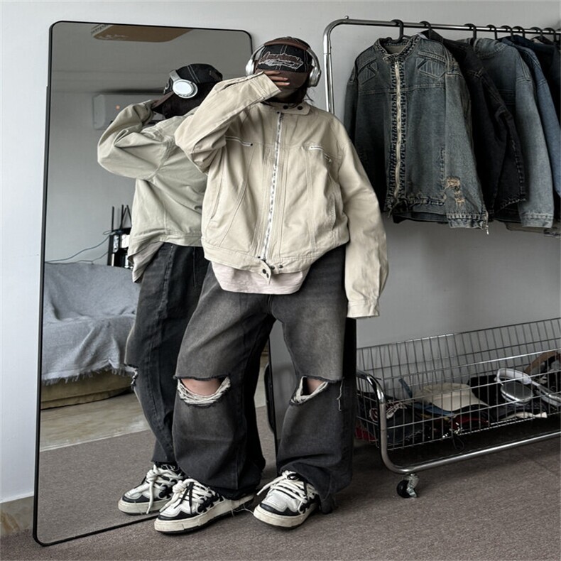 牛仔外套男春季复古日系飞行员夹克高级感痞帅工装衣服JK1109-P78,男装工装外套,星座1103-3