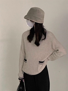 秋冬新款韩版浣熊毛口袋毛衣,女装针织衫/毛衣,HJ