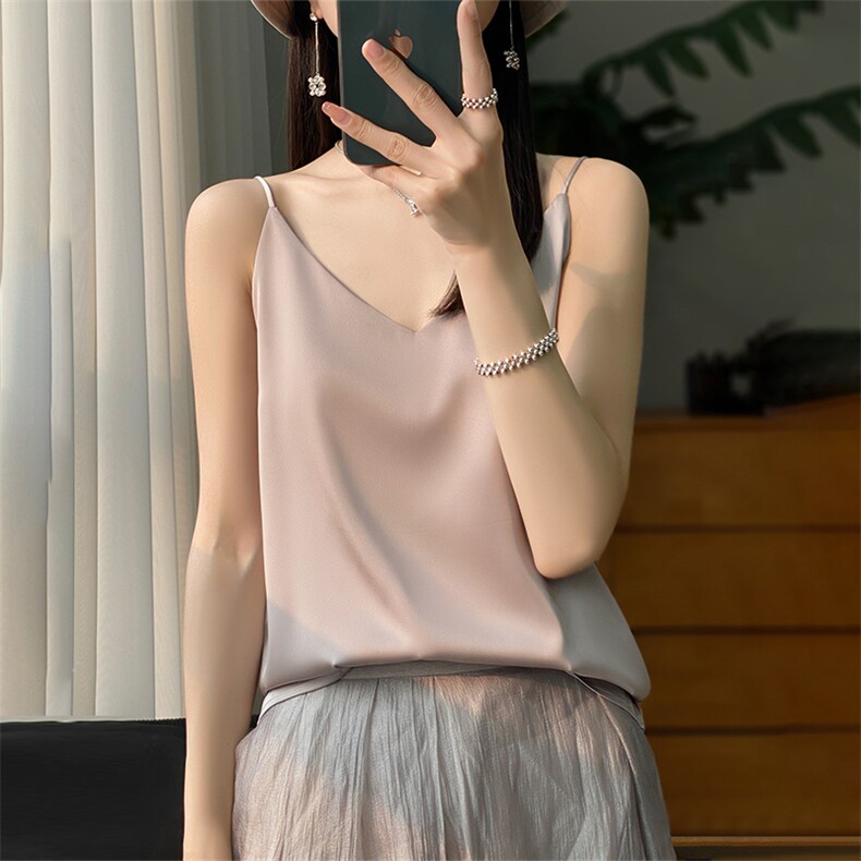 背心吊带2024年夏季纯色百搭时尚气质套头显瘦,女装背心吊带,绒宛羊绒