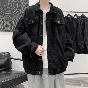 美式牛仔外套男秋冬高街潮牌ins大码夹克宽松加绒上衣学生衣服图片