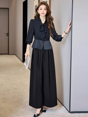 通勤女装高知穿搭高级感飘带上衣仿醋酸短款收腰衬衫女小个子小衫，女装套装/套裙，卡杰菲