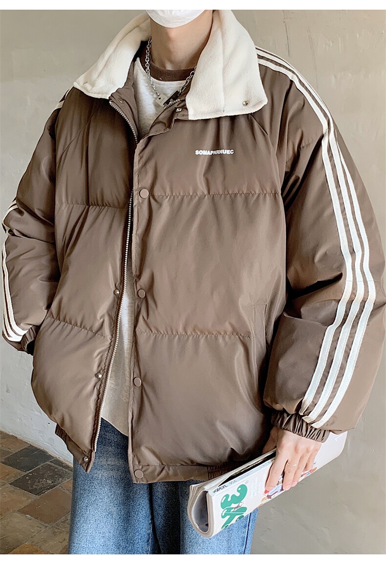 主推港风摇粒绒拼接情侣装棉衣宽松棉服男女冬装外套G1072P118,男装棉衣,电商A339