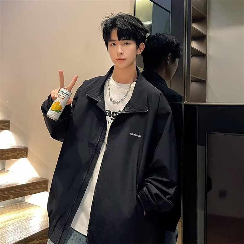 港风新款休闲防水外套男春秋季工装夹克ins宽松上衣,男装夹克,星座506