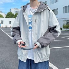 拼接夹克男港风ins休闲宽松连帽工装外套百搭学生上衣W1111-P52，男装夹克，星座512-2