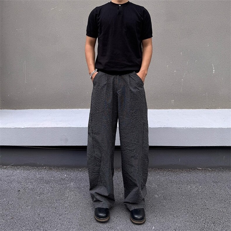 BLACKAT 美式高级感cleanfit格子弯刀休闲裤男女显瘦宽松百搭裤子图片