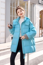 90白鸭绒加厚外套女2025冬新款连帽宽松显瘦云朵泡芙羽绒服中长款，女装羽绒服，2C218