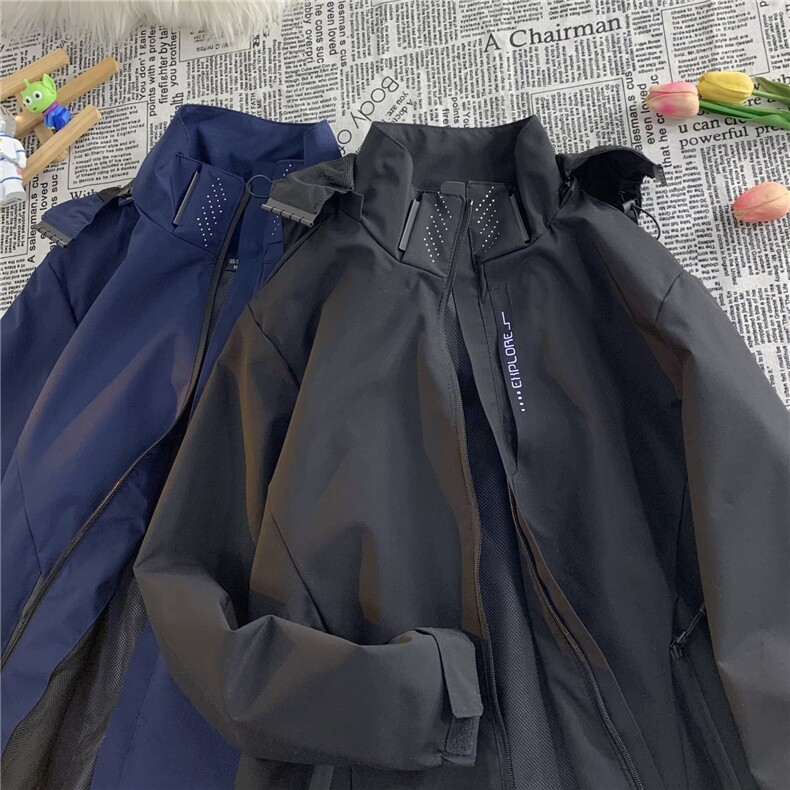 美式冲锋衣外套男秋季连帽户户外大码登山防水机能风QJ10P58,男装夹克,星座1116-2
