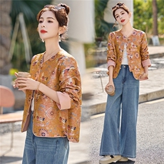 2026年春季新中式盘扣重工提花撞色外套，女装短外套，奕薇雅