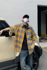特P35无差价新款夏季时尚百搭格子衬衫-HC2130日系相机风，男装衬衫，电商A003