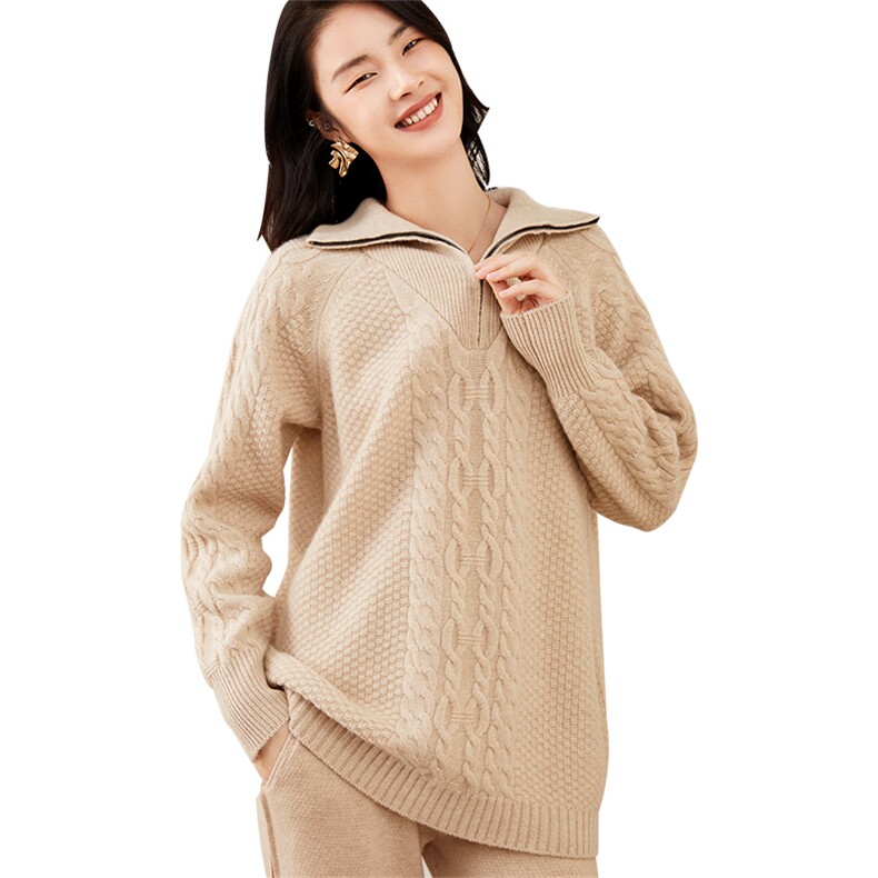 秋冬显瘦毛衣女宽松休闲打底针织35%山羊绒衫,女装羊绒衫,杭跃羊绒