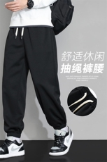 秋季灰墙新款休闲库珠地库空气基础卫裤直筒束脚裤CK2301-P31控48，男装休闲裤，星座717