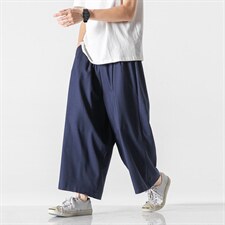 21夏 大码风亚麻棉麻直筒宽松阔腿哈伦九分休闲裤 K142/P75图片