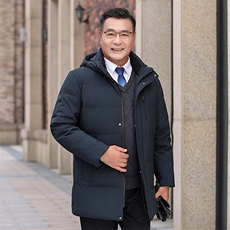 主推大货可拆卸帽中老年羽绒服外套男加厚爸爸装白鸭绒羽绒服大衣，商品下架区，钱塘723