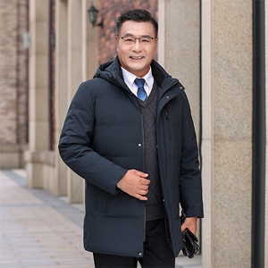 主推大货可拆卸帽中老年羽绒服外套男加厚爸爸装白鸭绒羽绒服大衣图片