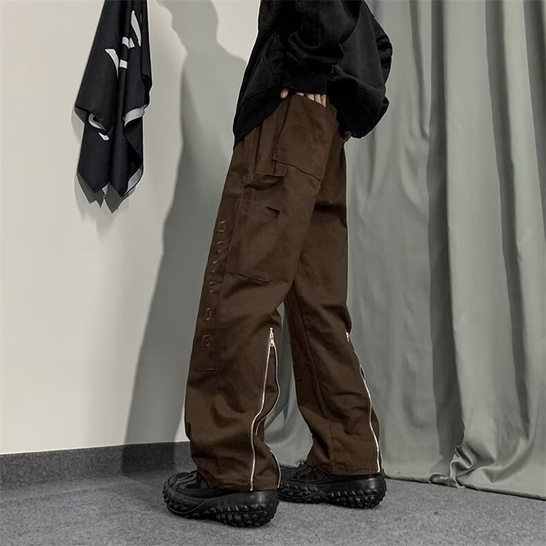 美式复古街头裤子高街潮ins休闲裤男设计感拉链工装裤GB52-P45，男装工装外套，星座1008-1