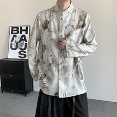 秋装新中式复古男女衬衫蕾丝衬衣高级感上衣拼接小众长袖衬衣，男装衬衫，星座909