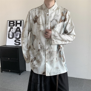秋装新中式复古男女衬衫蕾丝衬衣高级感上衣拼接小众长袖衬衣图片