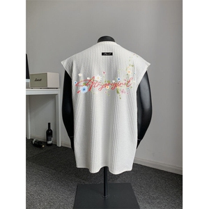 XZ809A/BXXX05/P35/控48 美式V领印花背心T恤图片