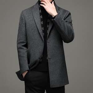 2023冬季羊毛羽绒大衣白鹅绒脱卸内胆70羊毛男装外套YS1-069-P345，男装毛呢大衣，电商B212（原钱塘6029）