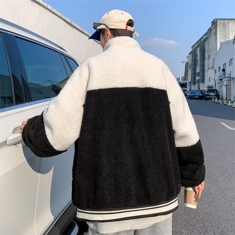 爱心刺绣羊羔绒外套男士冬季男装美式情侣潮牌加厚棉服LW35P55,男装棉衣,星座1116-2