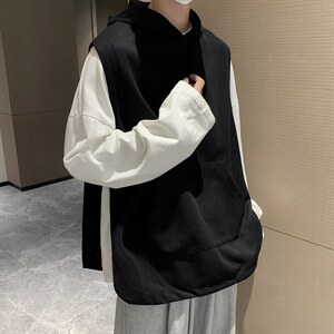 港风马甲男无袖连帽2023秋冬季新款ins宽松百搭帅背心W3536-P32图片
