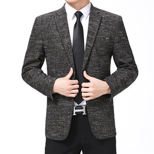 男纯色西装外套2023年中年商务免烫男士出口春秋季西服上衣图片