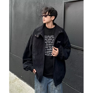 WJ9917-P60 灯芯绒立领外套男款秋季宽松运动夹克百搭潮牌棒球服图片