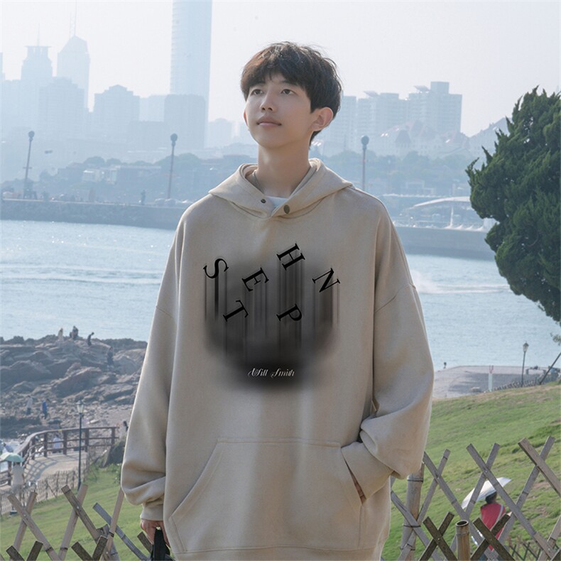 秋季新款潮牌字母印花男wljp-8010麂皮绒连帽  特p45  控79图片