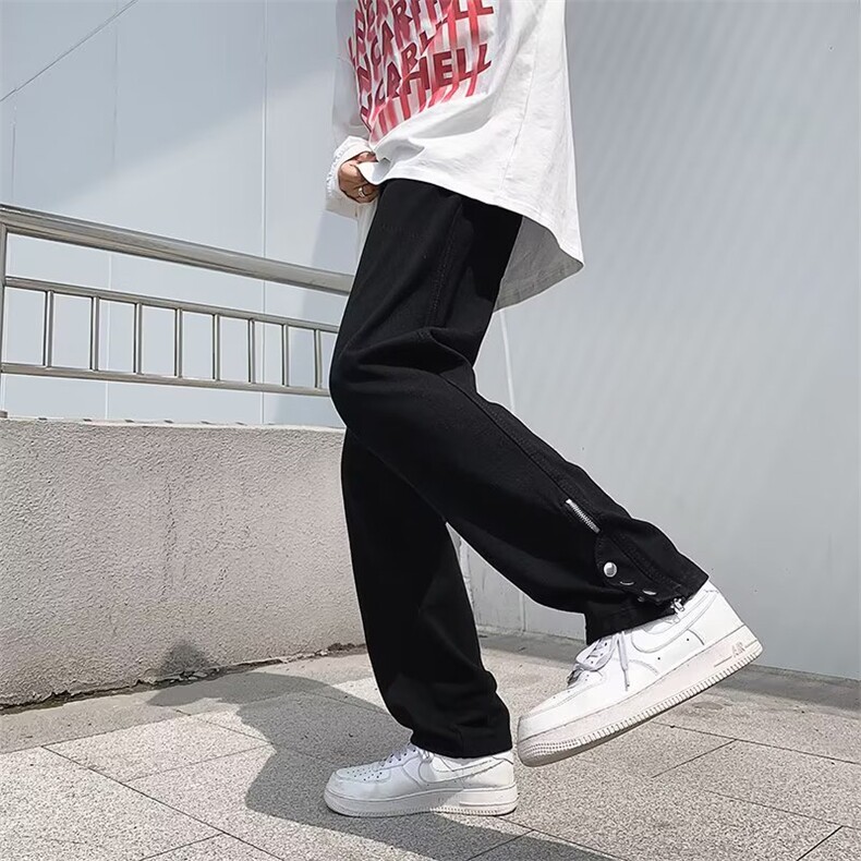 侧排扣工装牛仔裤夏季ins高街拉链街头裤子男欧美潮流K3631-P38,男装休闲裤,星座512-2