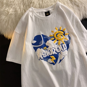 宽松oversize夏季潮牌bf风纯棉情侣体恤 TX0377 批35限价58图片