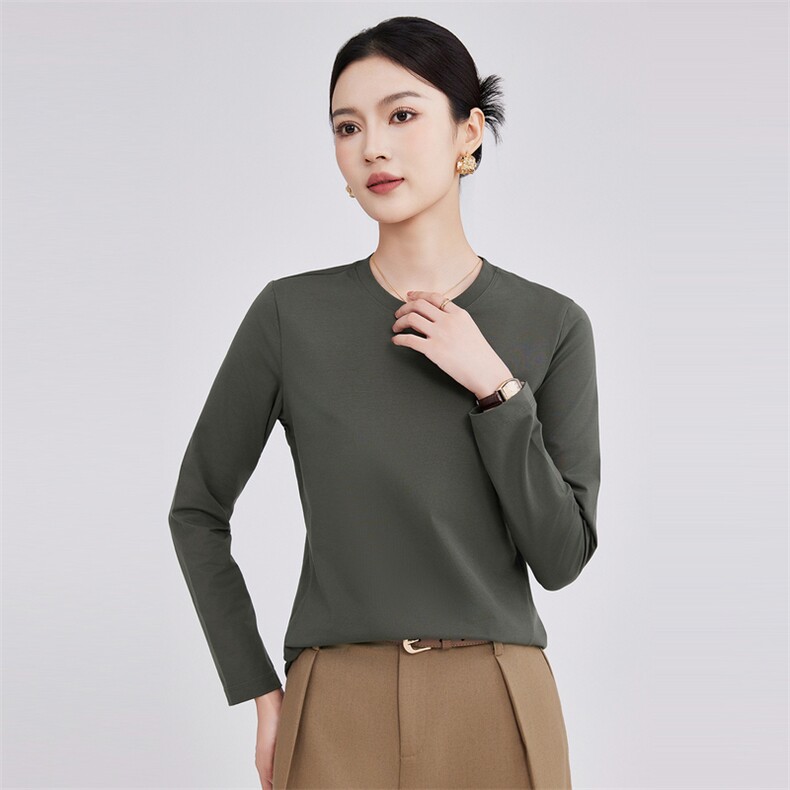 2025年秋季新款精爽女士棉短袖时尚休闲通勤百搭,女装T恤,硕诚羊绒