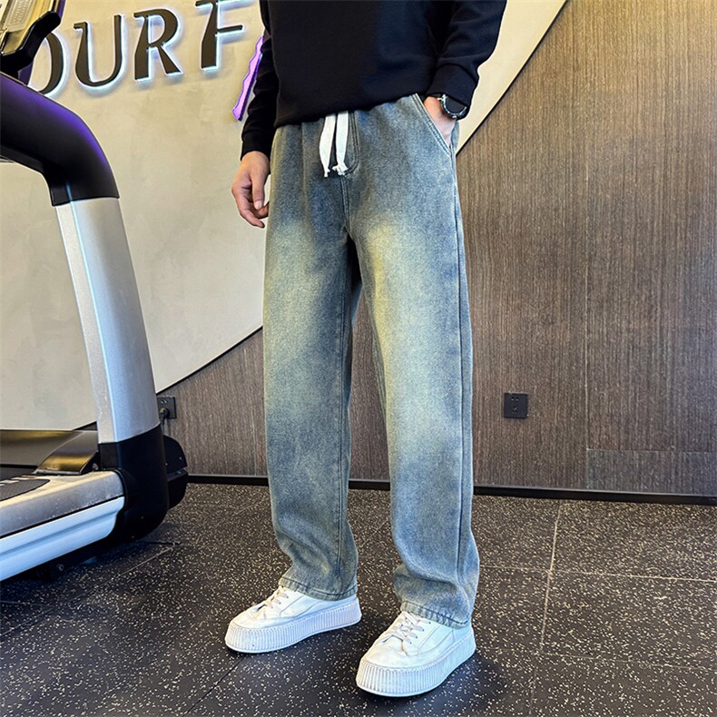 加绒加厚牛仔裤秋冬男士高品质修身牛仔长裤直筒裤901N40加绒P68,男装牛仔裤,星座901