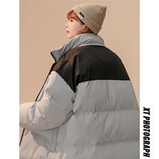 中性22冬季新品字母印花拼色立领棉服TPMY255P85控138特批无差价，男装棉衣，A247A