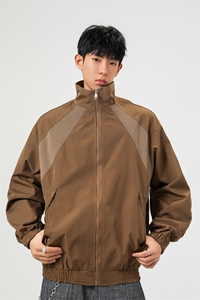 美式罗纹拼接袖子褶皱大码M-5XL教练夹克男JK78056P69控105图片