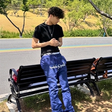 美式高街潮牌男女运动休闲裤直筒宽松慵懒显瘦印花休闲卫裤子，男装休闲裤，电商A486