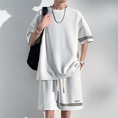 直播品质！2024夏季新款男士珠地圆领短袖套装夏天一套TZP001P70，男装T恤，电商B220