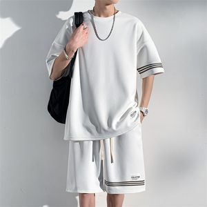 直播品质！2024夏季新款男士珠地圆领短袖套装夏天一套TZP001P70图片